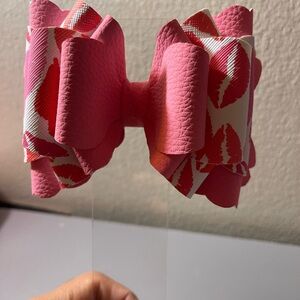 Pink and White Bow Hair Accessory